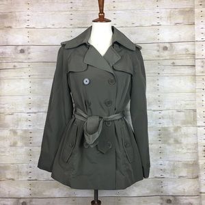 London Fog Green Water Resistant Trench Coat SZ M